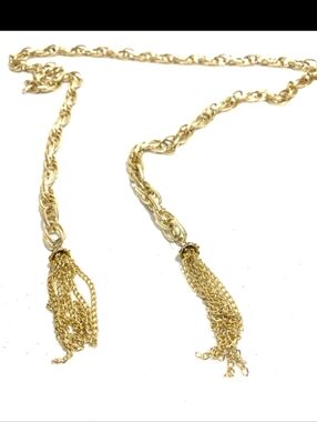 Gold Chain Body Belly Tassel Tie Up Belt